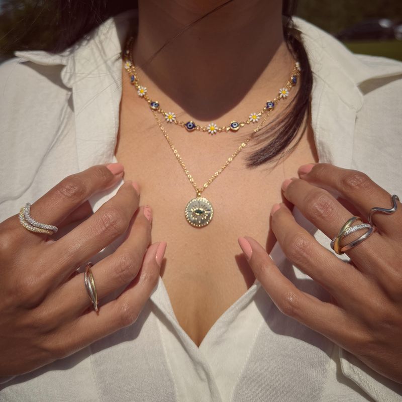 Golden Sun Eye Necklace 